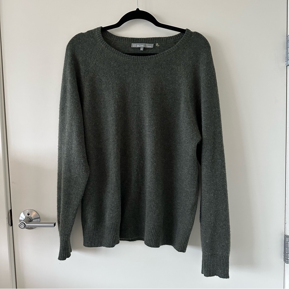 27 Miles Malibu Cashmere Crewneck in Olive Green